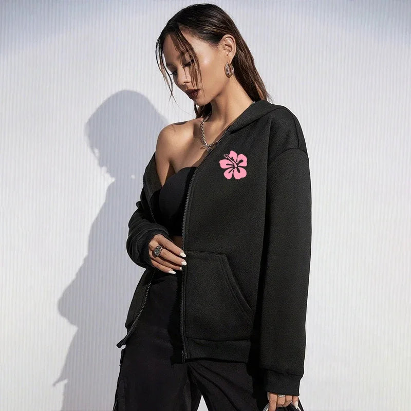 Fashion Casual Loose 2026 Spring Women Zipper Cardigan Hooded Sweatshirt Quality Hot Sales Jogging Lady Versatile Sport Coat