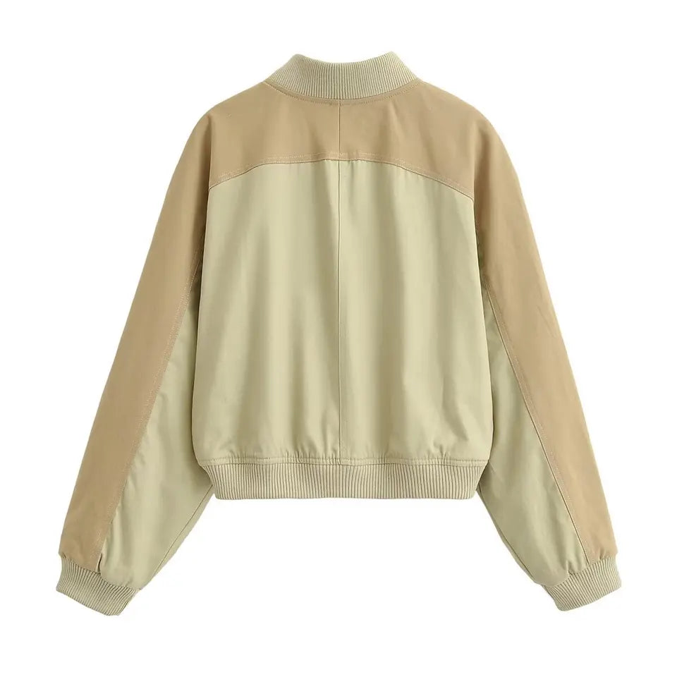 2026 New Autumn Varsity Bomber Jackets Women Zipper Cropped Casual Coats Outerwears Female Long Sleeve Streetwear Short Jackets