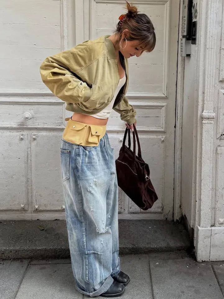 2026 New Autumn Varsity Bomber Jackets Women Zipper Cropped Casual Coats Outerwears Female Long Sleeve Streetwear Short Jackets