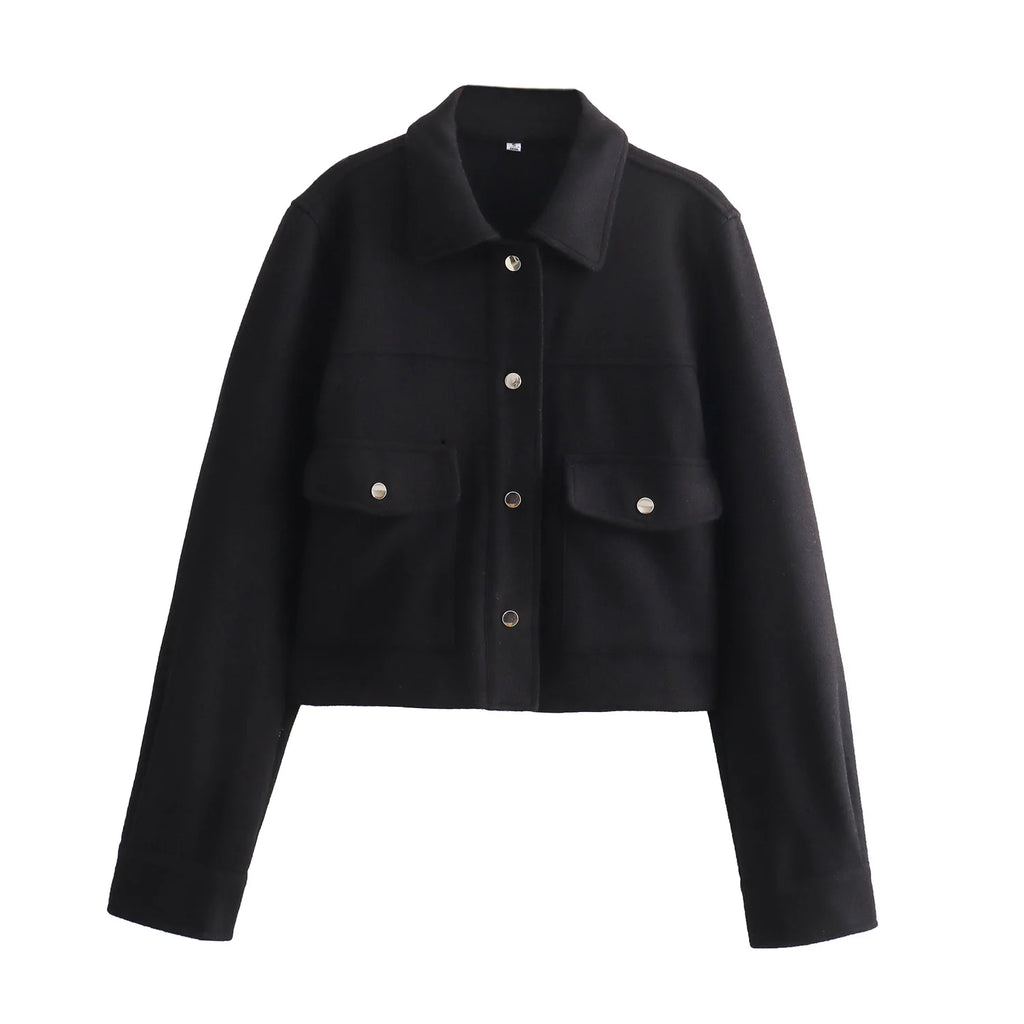 HH Jackets For Womens Autumn Fashion Solid Front Pockets Button Long Sleeve Jacket Elegant Woman Casual Outerwear Coat